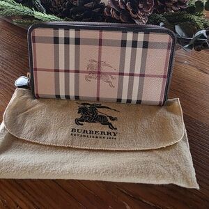 Burberry Check Zip Around Wallet - Beige/Tan/Black/Red